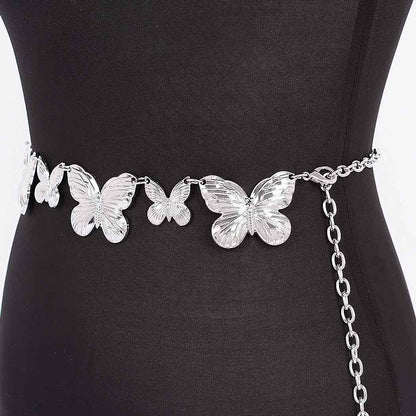 Multi Butterfly Chain Belt - Silver