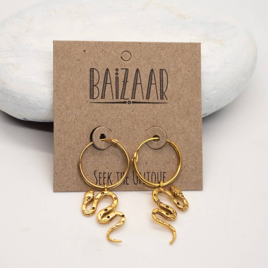 Brass Snake Hoop Earring