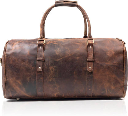 Vintage Leather Duffle Luggage Bag - Brown / 22" Inch