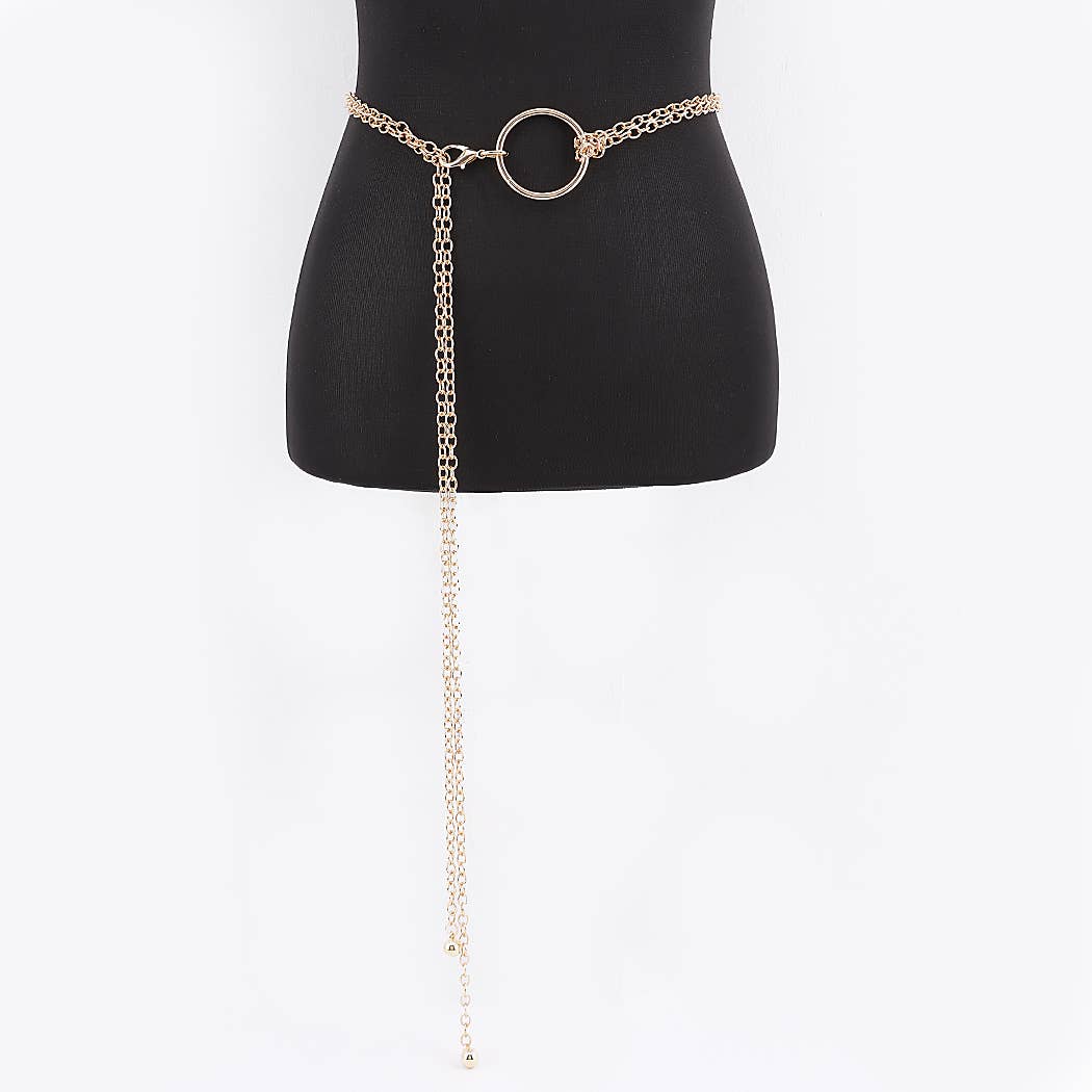 Circle Buckle Layered Chain Waist Belt - GD
