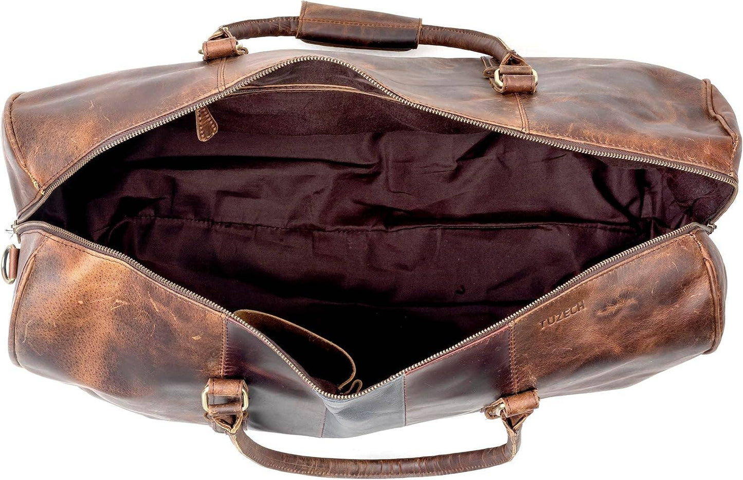 Vintage Leather Duffle Luggage Bag - Brown / 22" Inch