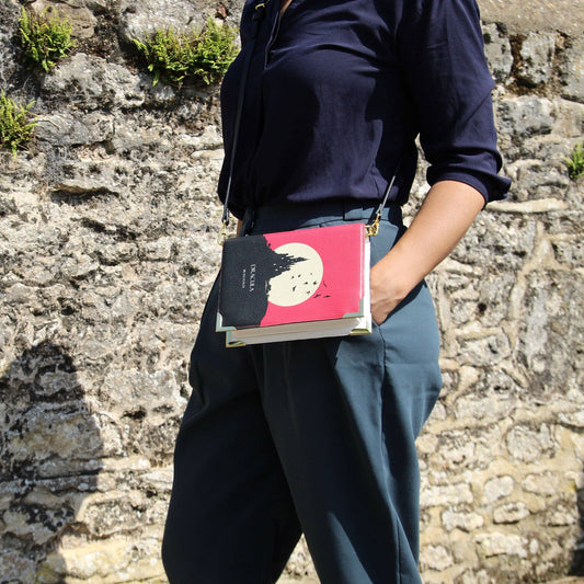 Dracula Moon Red Book Crossbody Clutch Handbag - Small