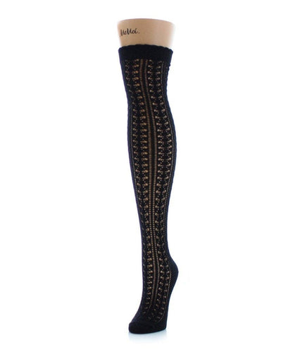 MeMoi Pointelle Over The Knee Warm Socks - OS / Paloma Gray