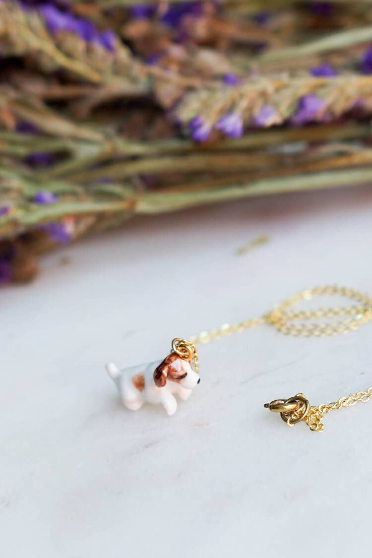 Tiny Jack Russle Puppy Necklace
