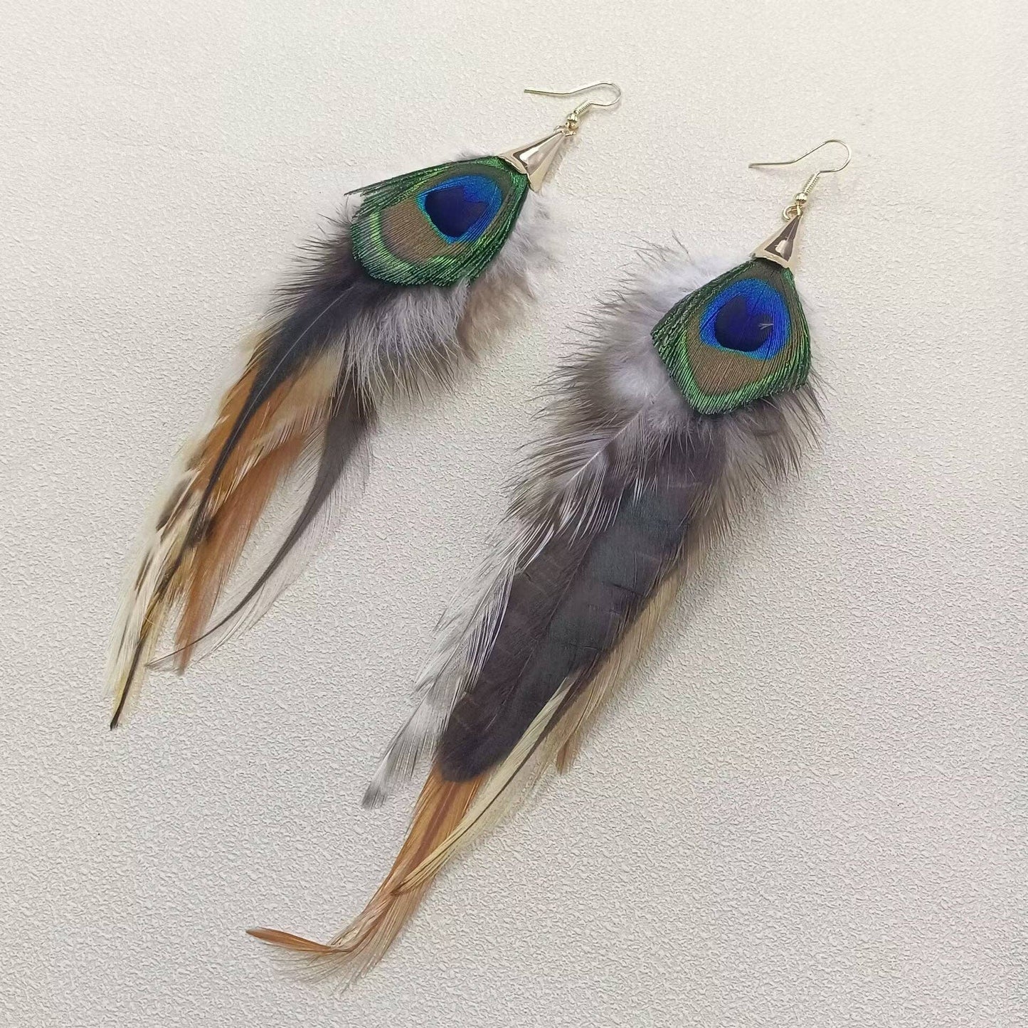 Peacock Feather Dangle Earrings