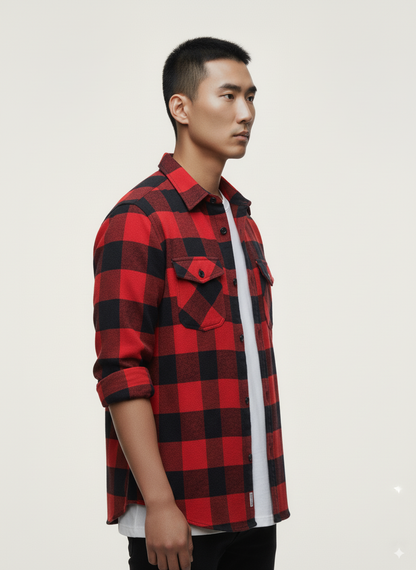 Men's Flannel Buffalo Plaid Shirt - Red