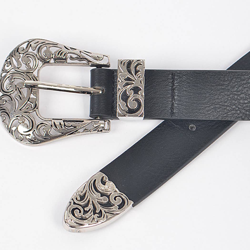 Day To Day Antique Designed Belt - Black/Silver