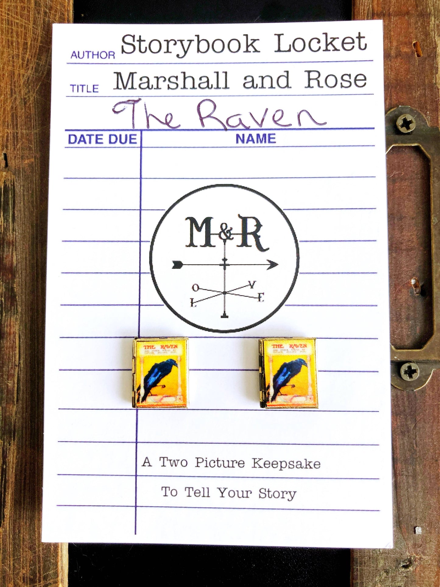 Post Earrings Book Locket The Raven