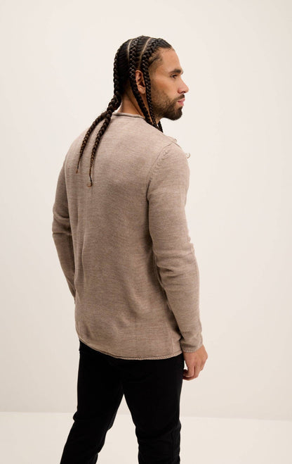 Men's Tube Soft Pullover Sweater - Light Brown