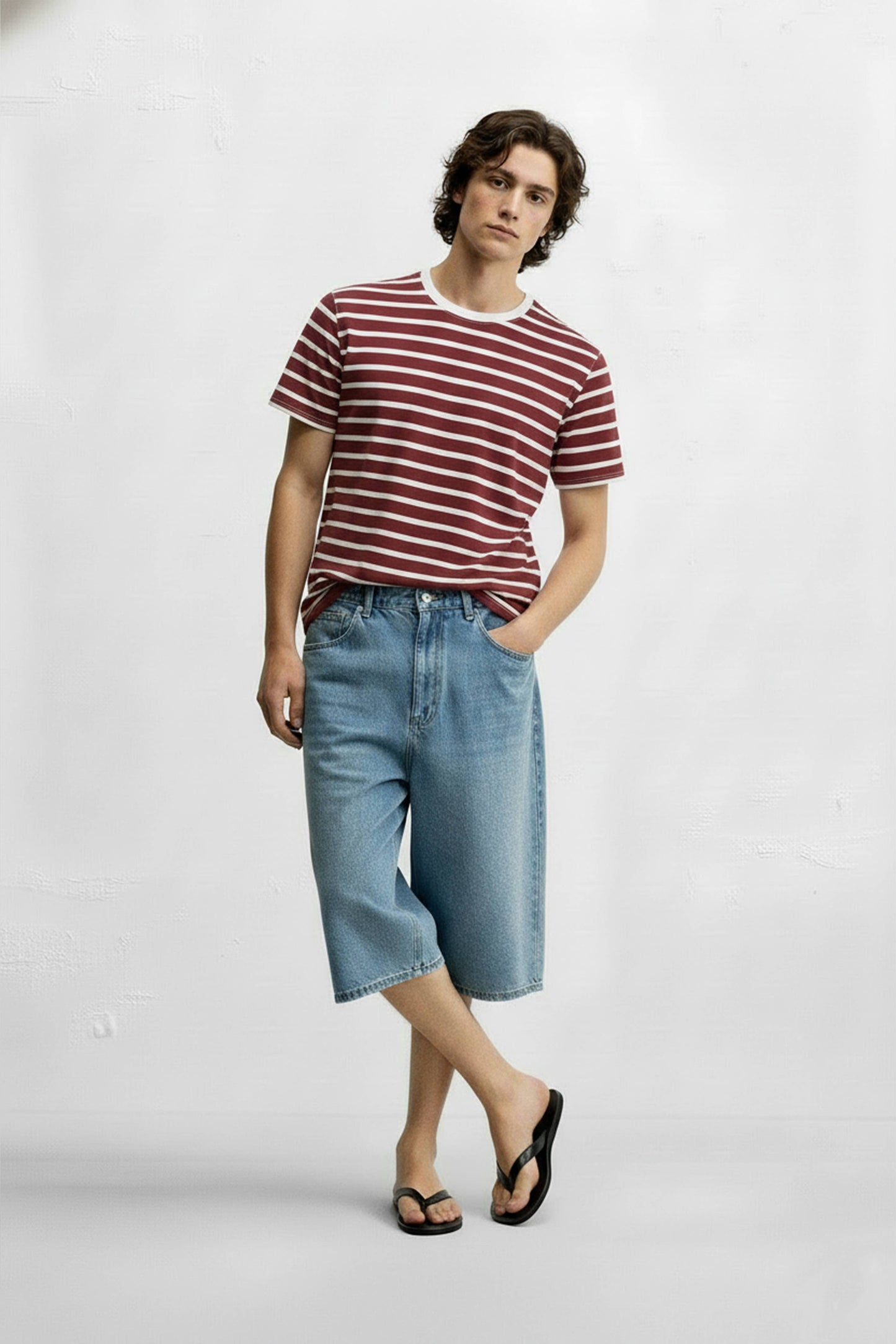 Hawks Bay Men's Stripe T-Shirt - Burgundy