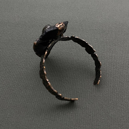 Inlaid Anemousite Obsidian Adjustable Cuff