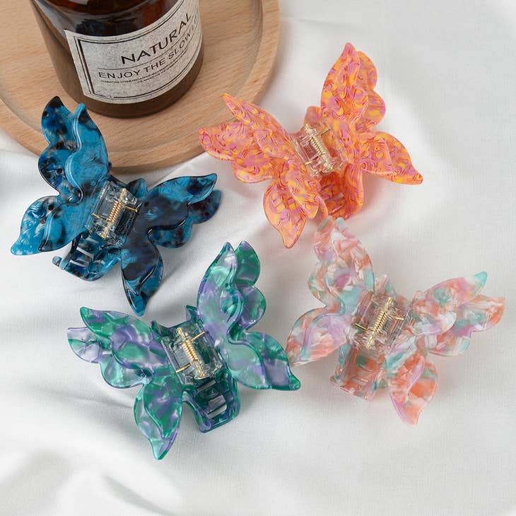 Colorful Butterfly Acetate Hair Clips, Eco-Friendly - La De Da
