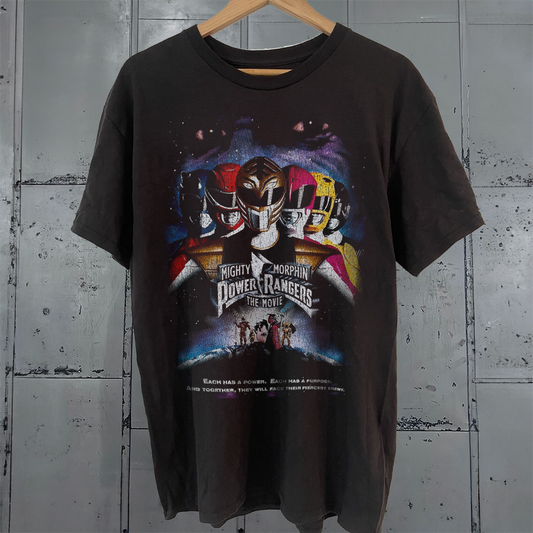 Power Rangers - 1993 Movie Promo Washed Black T-Shirt