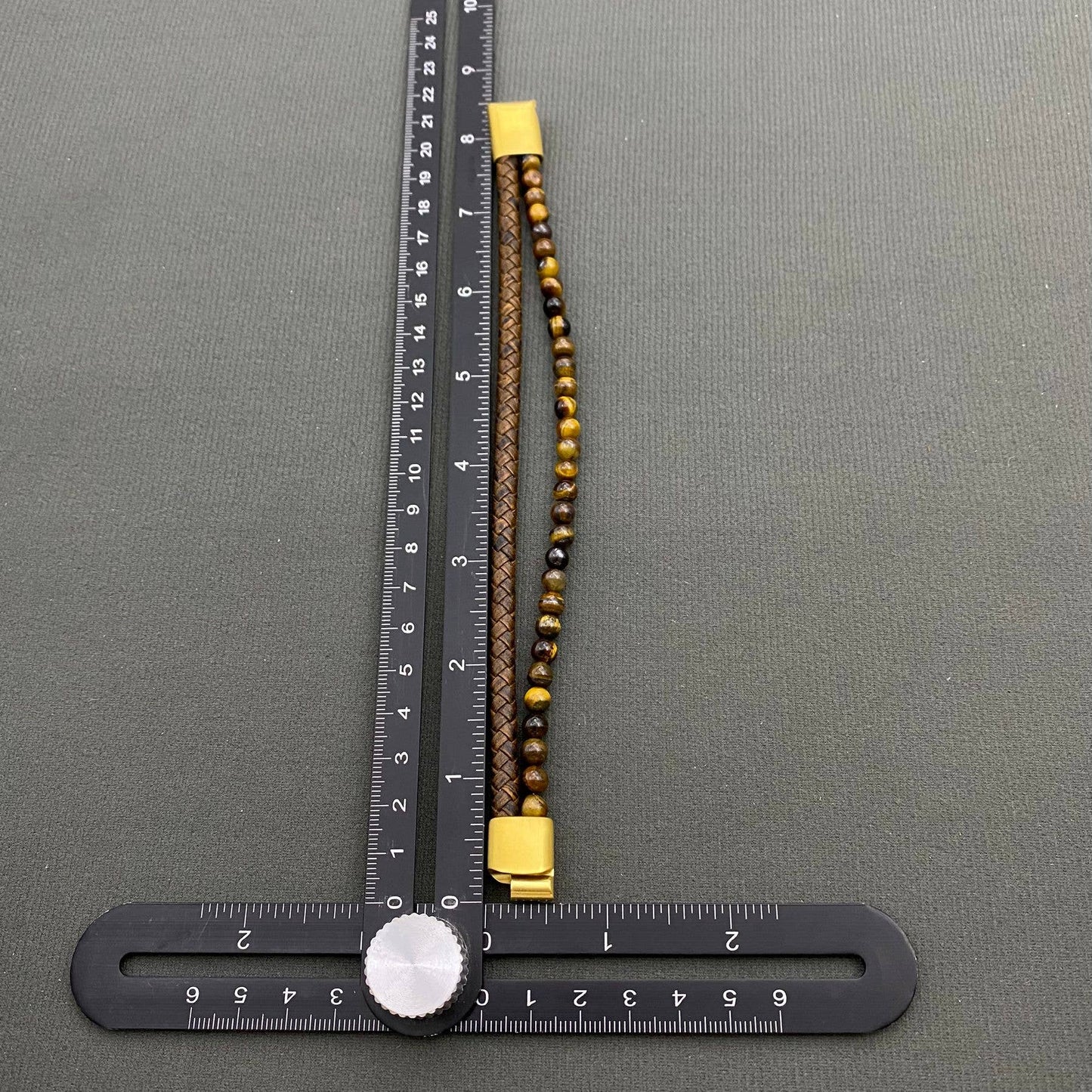 Men's Tiger Eye Stone Leather Double Layer Bracelet - MJ/BC