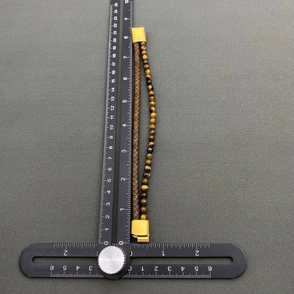 Men's Tiger Eye Stone Leather Double Layer Bracelet - MJ/BC