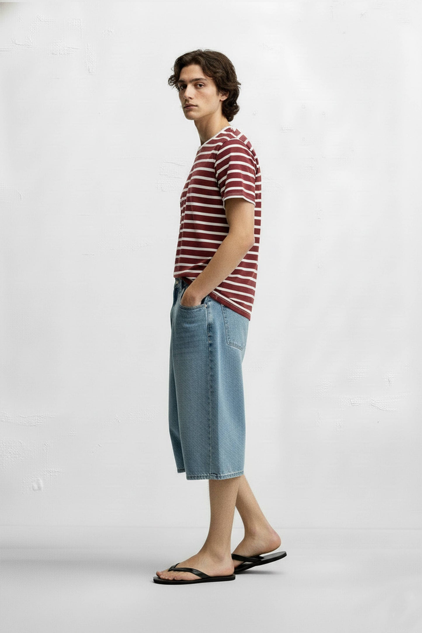 Hawks Bay Men's Stripe T-Shirt - Burgundy