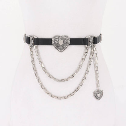 Faux Leather Multi Metal Belt - BKATS