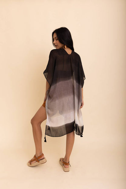 Multi Gradient Kimono w/Tassels - Black