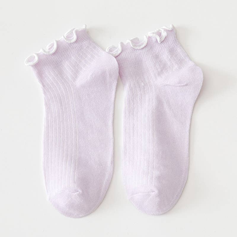 Ruffled Hugger Crew Socks - Lavender