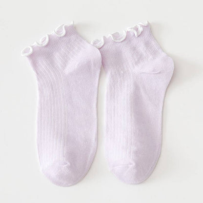 Ruffled Hugger Crew Socks - Lavender