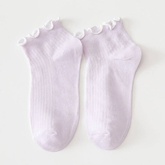 Ruffled Hugger Crew Socks - Lavender
