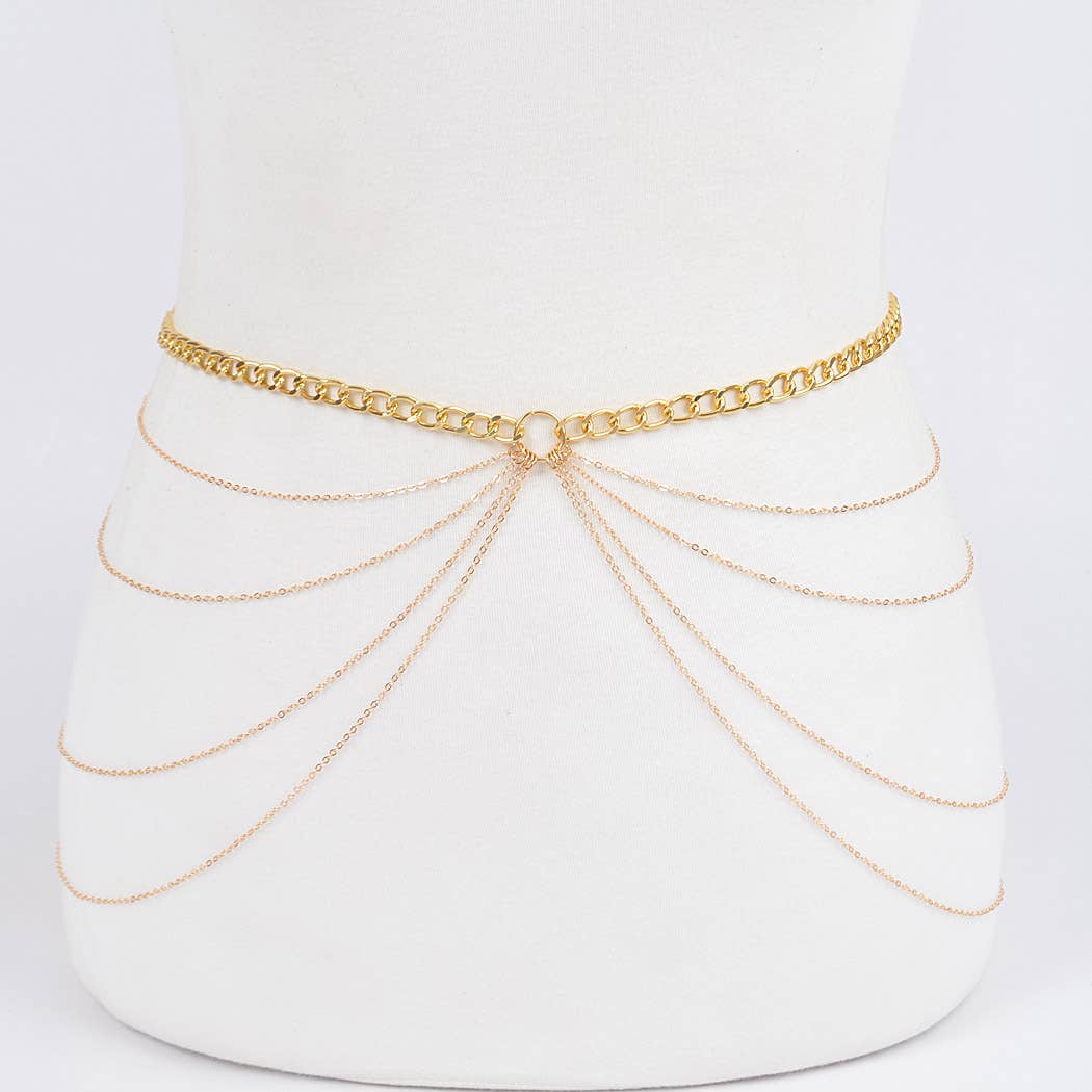 Intricate Layered Chain Belt - Gold