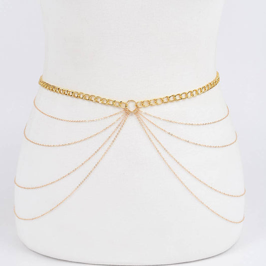 Intricate Layered Chain Belt - Gold