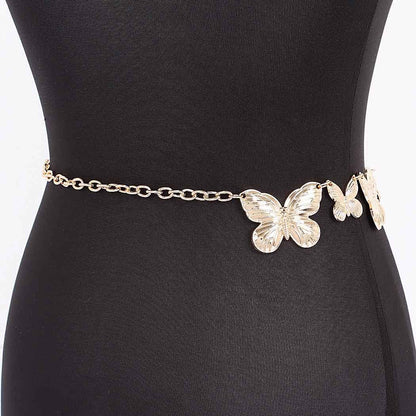 Multi Butterfly Chain Belt - Gold