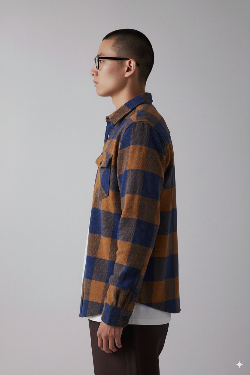 Men's Long Sleeve Flannel Shirts - Brown Plaid