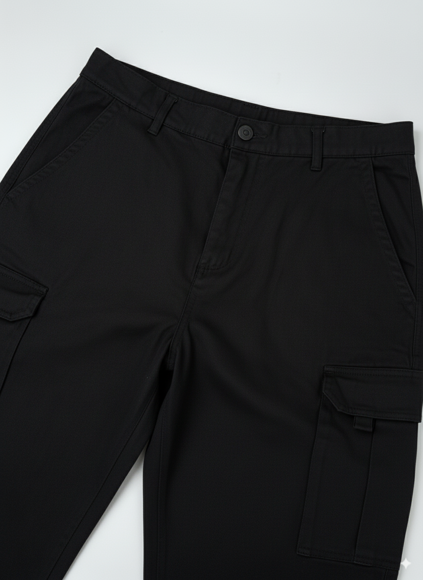 HAWKSBAY NEW MENS CARGO TWILL STRETCH PANT  - BLACK