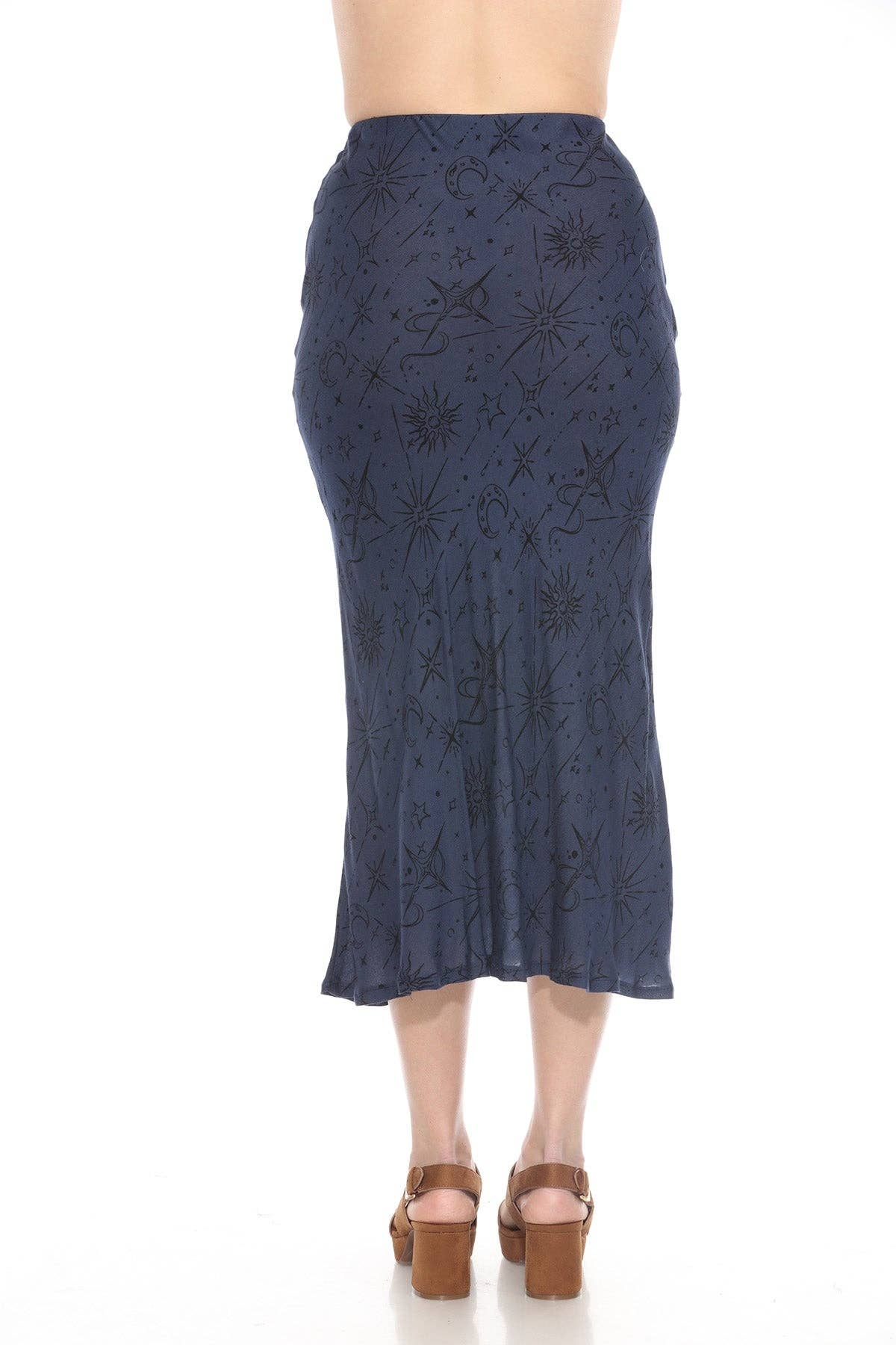 Celestial Bias Cut Skirt - Navy