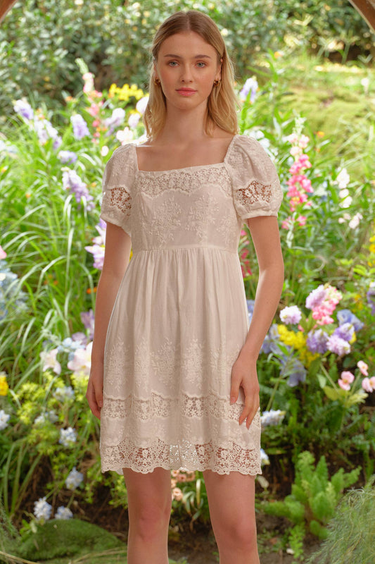 Romantic Garden Lace Dress - White