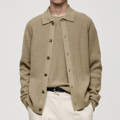 Men's Casual Knit Cardigan Sweater - Khaki
