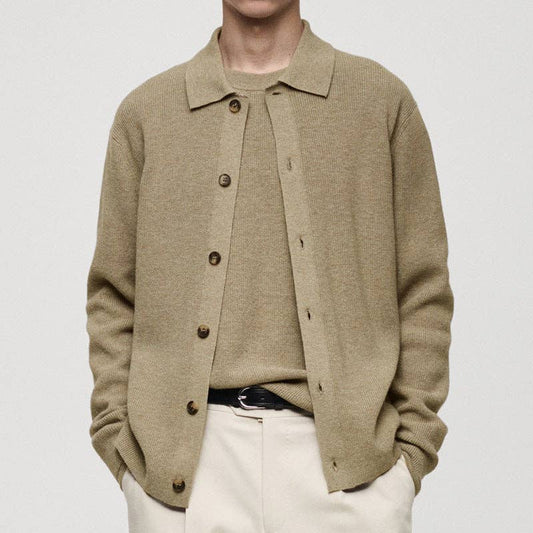 Men's Casual Knit Cardigan Sweater - Khaki