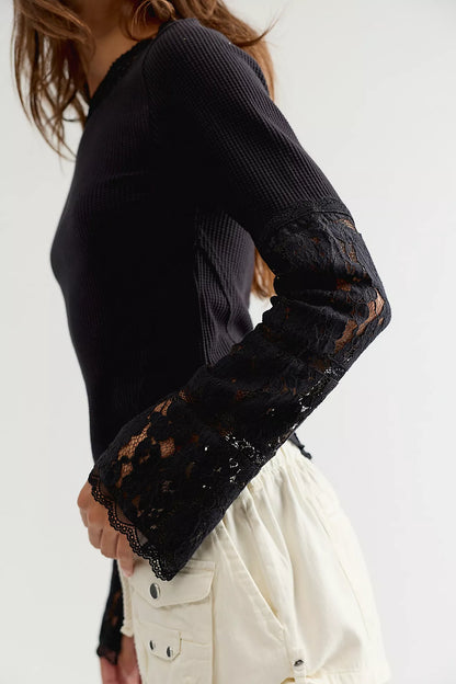Amber Lace Cuff Long Sleeve Top