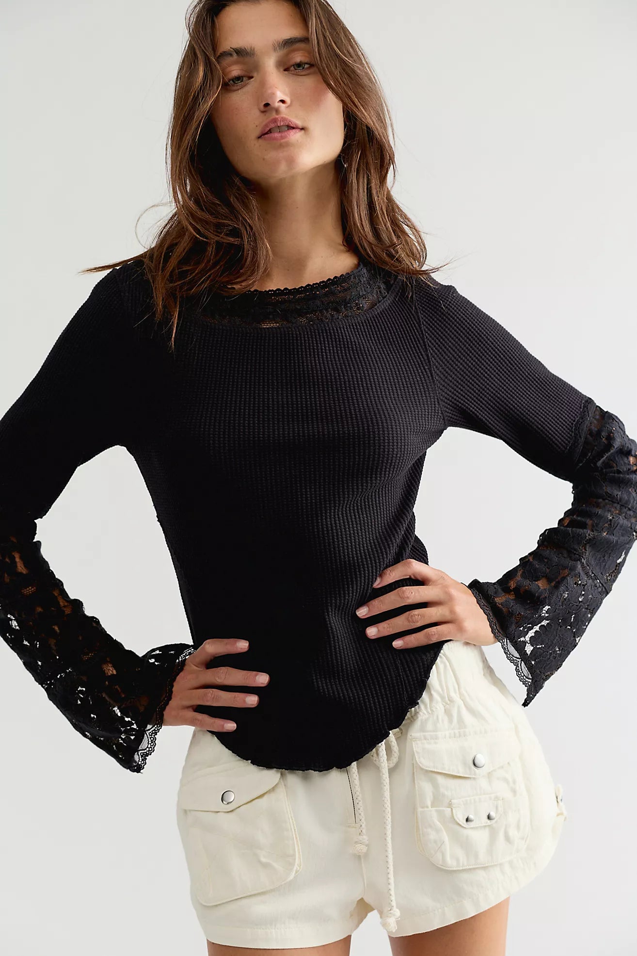 Amber Lace Cuff Long Sleeve Top