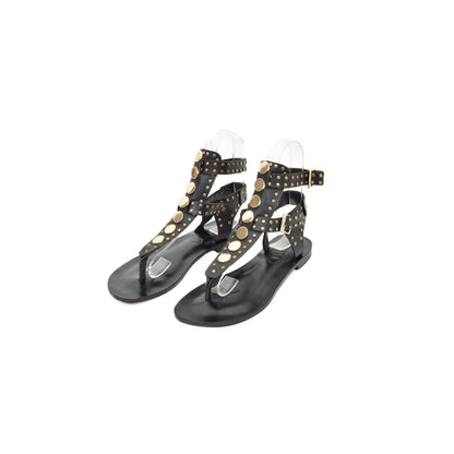 Dione Black Leather Women's Sandals