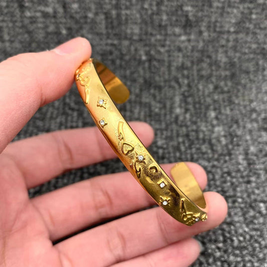 Tarot Style Cuff Bangle - Golden Lovers