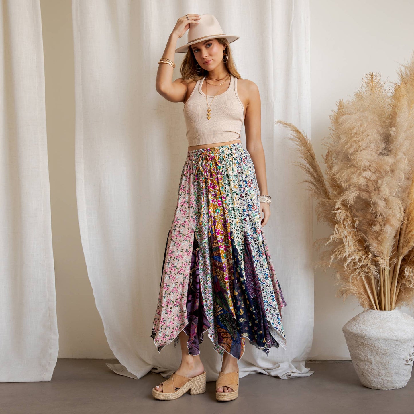 Curve Bohemian Handkerchief Maxi Skirt - Patchwork