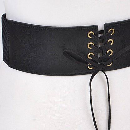 Corset Belt With Ribbon Detail - Black