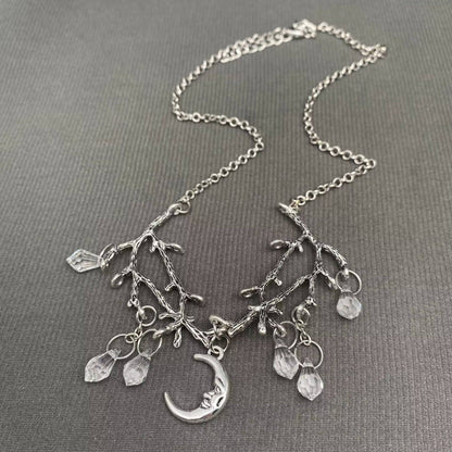 Branch Shape Moon Charm Necklace - MS