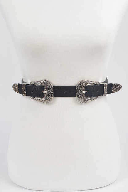Day To Day Antique Designed Belt - Black/Silver