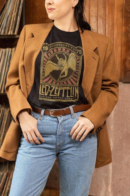 Vintage Led Zeppelin Swan Song Concert Tee with Metallic Ink