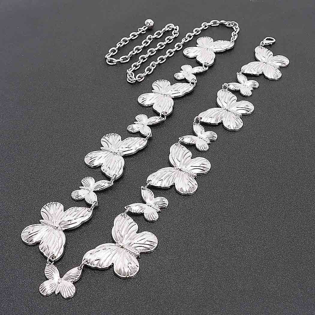 Multi Butterfly Chain Belt - Silver