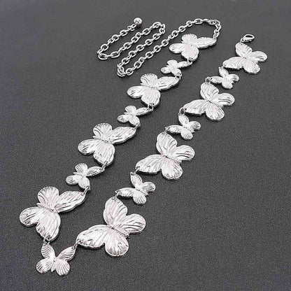 Multi Butterfly Chain Belt - Silver