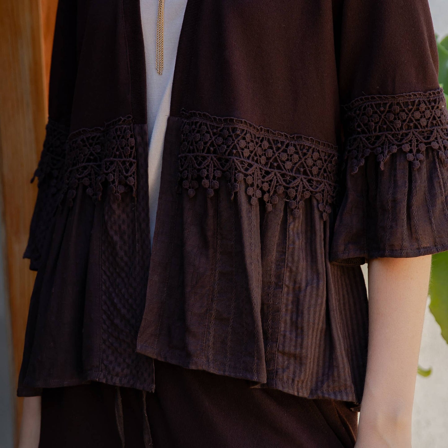 Knit Kimono Shrug - Truffle