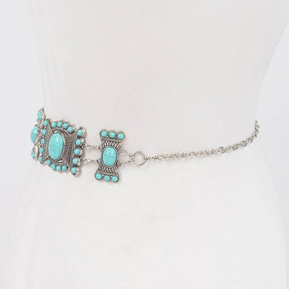Turquoise Multi Metal Chain Belt  - ATS
