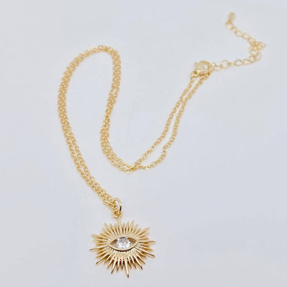 Evil Eye Inlaid Zircon Pendant Necklace