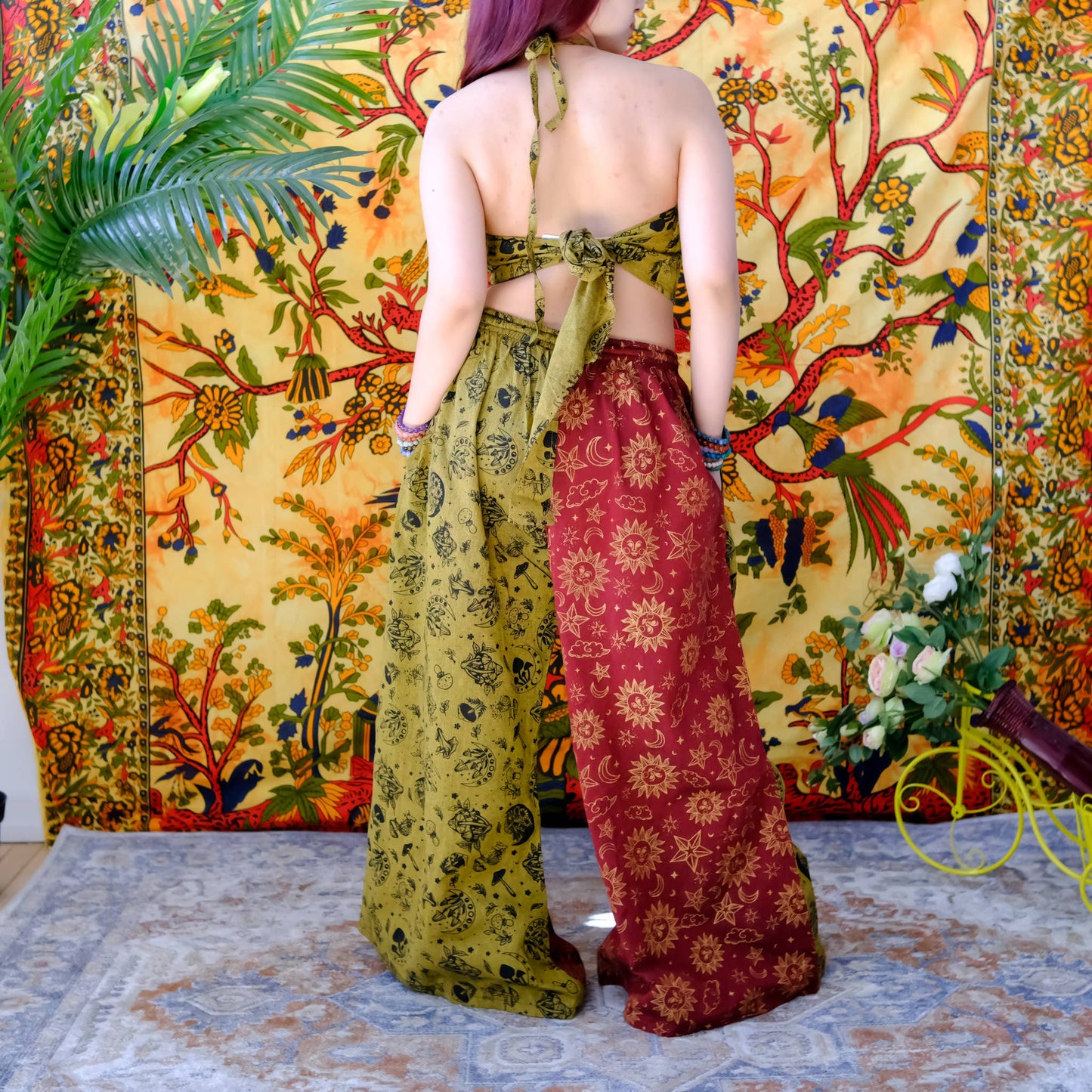 Eclipse Style Wide Leg Pants - Red/Mustard