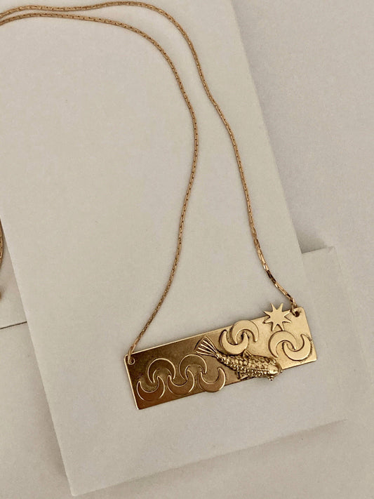 Soothing Waves Koi Fish Gold Necklace